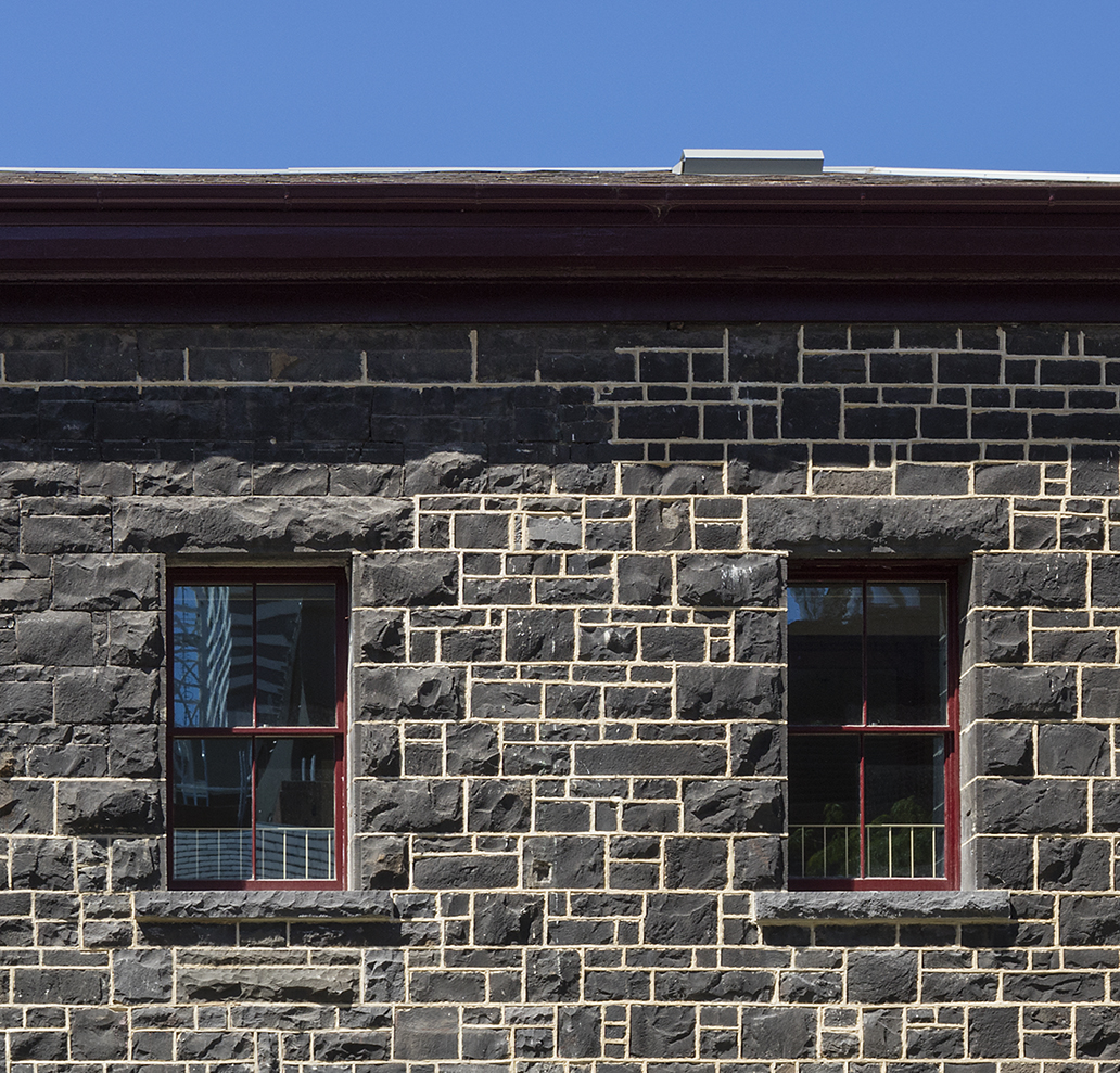 Detail of the heritage timber windows at RMIT Building 11
